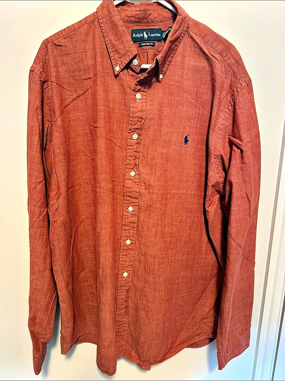 Ralph Lauren Custom Fit Button Down Heathered Orange XXL